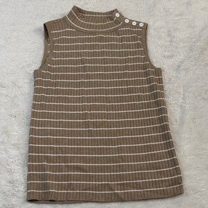 Sparkle Brown Striped Top with Button Detail